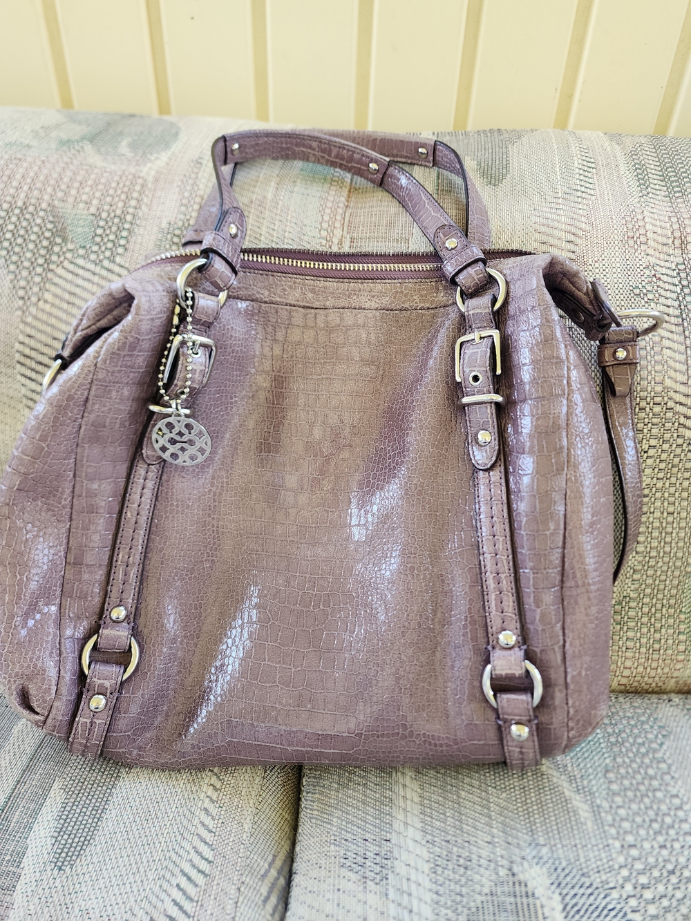 Coach Alexandra Satchel Crossbody Lilac Croc